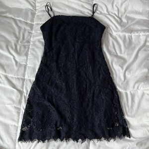 Francesca’s navy blue lace dress